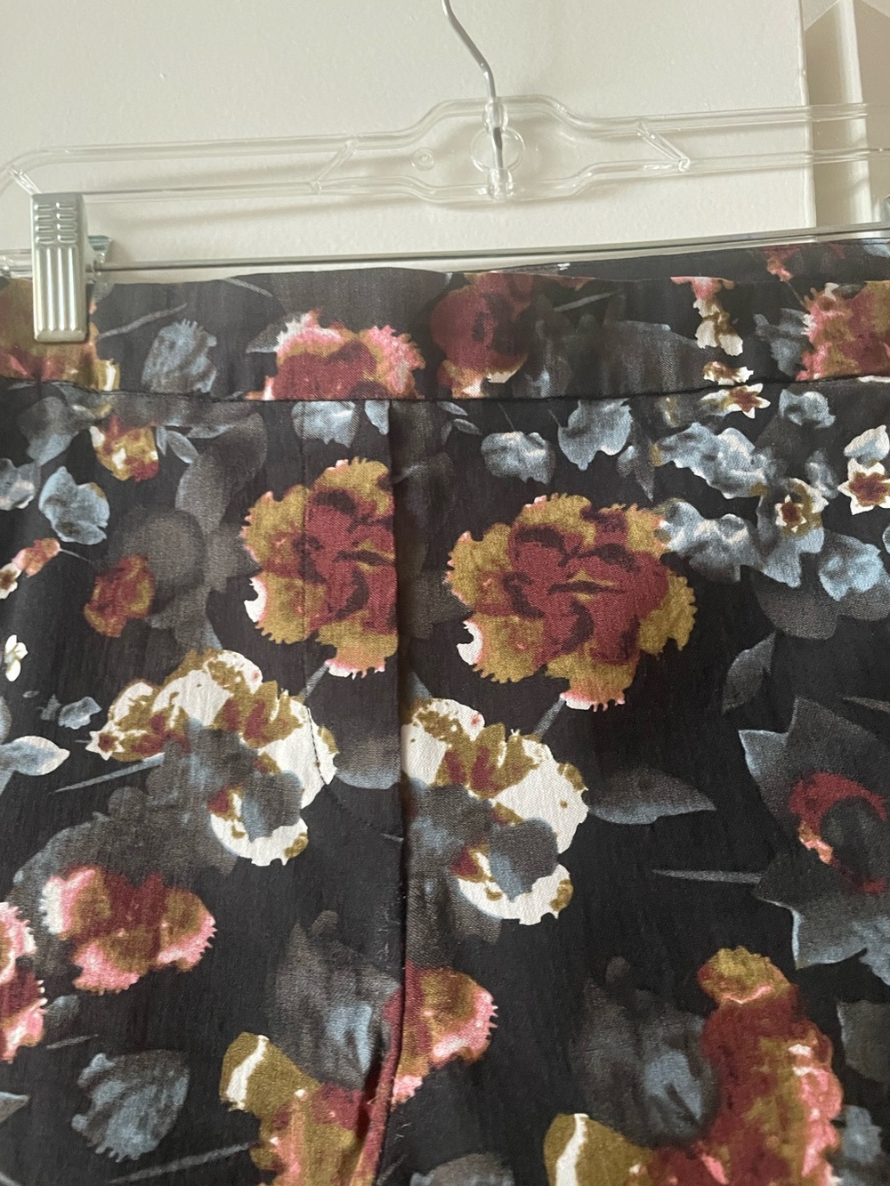 Black Floral Print pant with Burgundy and Mustard Accents